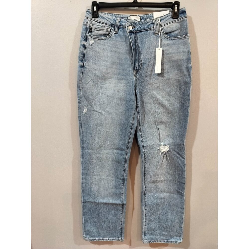 KanCan Essentials 90s Straight Jeans Women 11/29 High Rise Distressed Light Wash